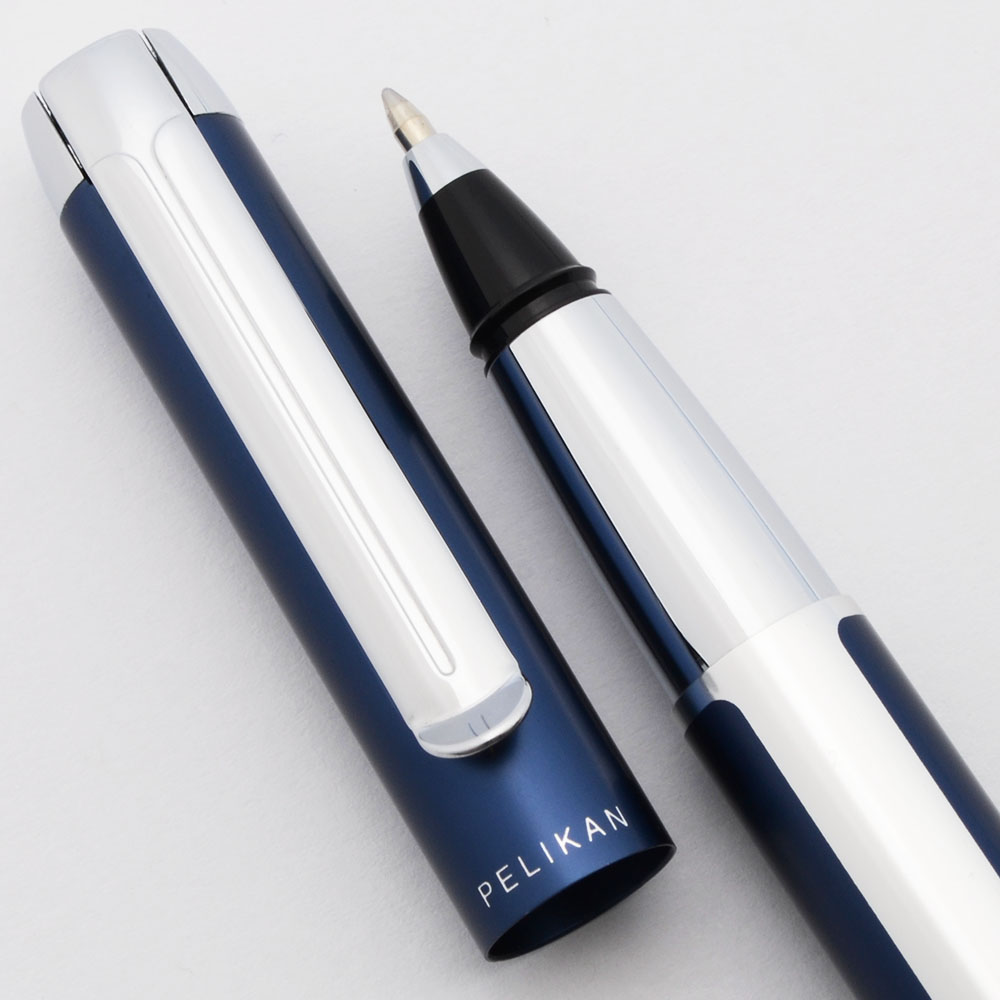 Pelikan Pura P40 Rollerball Pen - Blue Silver Aluminum (Petrol) w